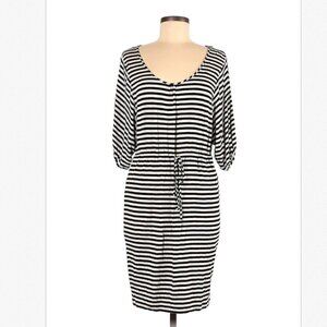 Calvin Klein Women Black and White Striped Casual Dress, 6